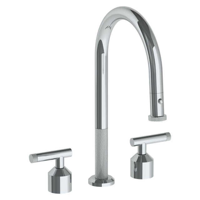 Watermark - Deck Mounted 3 Hole Gooseneck Kitchen Faucet with Pull Down Spray - Vintage Copper