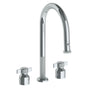 Watermark - Deck Mounted 3 Hole Gooseneck Kitchen Faucet with Pull Down Spray - Vintage Copper