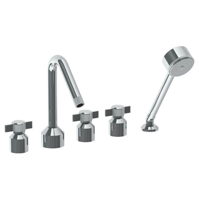 Watermark - Deck Mounted 5 Hole Bath set with Angled Spout - Vintage Copper