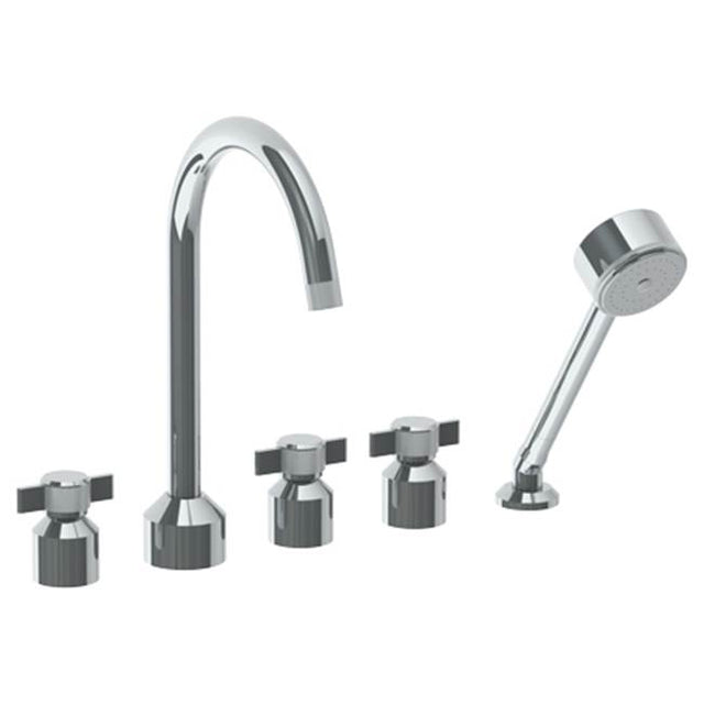 Watermark - Deck Mounted 5 Hole Bath set with Gooseneck Spout - Vintage Copper