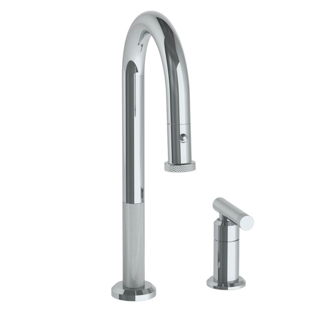 Watermark - Deck Mounted 2 Hole Gooseneck Prep Faucet with Pull Down Spray - Vintage Copper