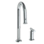 Watermark - Deck Mounted 2 Hole Gooseneck Prep Faucet with Pull Down Spray - Vintage Copper