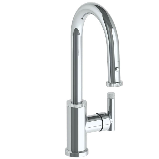 Watermark - Deck Mounted 1 Hole Gooseneck Prep Faucet with Pull Down Spray - Vintage Copper
