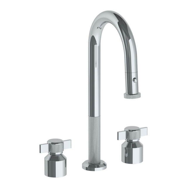 Watermark - Deck Mounted 3 Hole Gooseneck Prep Faucet with Pull Down Spray - Vintage Copper