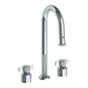 Watermark - Deck Mounted 3 Hole Gooseneck Prep Faucet with Pull Down Spray - Vintage Copper