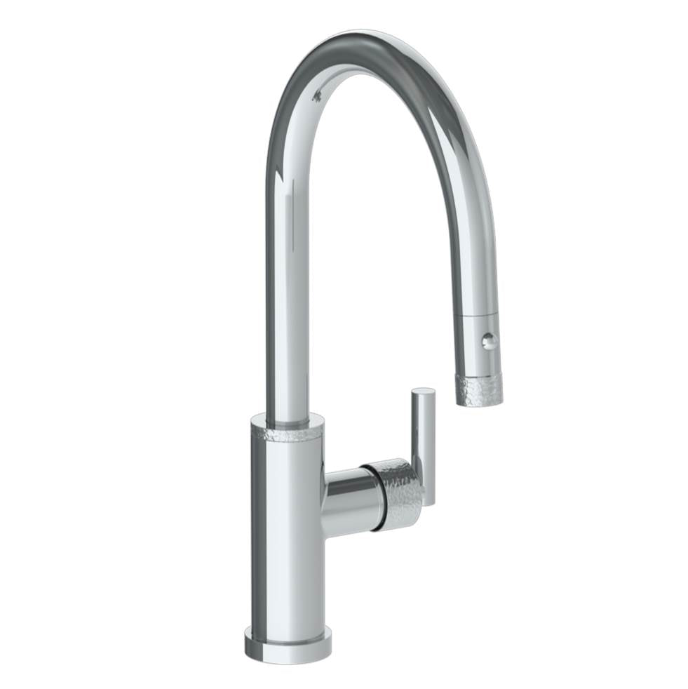 Watermark - Deck Mounted 1 Hole Gooseneck Kitchen Faucet with Pull Down Spray - Low Spout - Vintage Copper