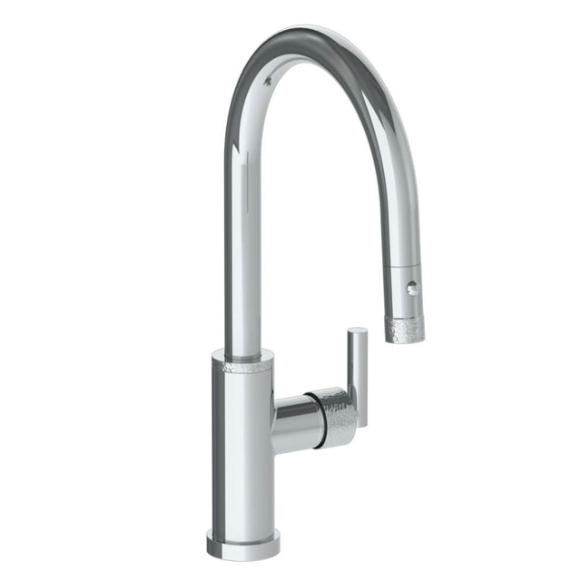 Watermark - Deck Mounted 1 Hole Gooseneck Kitchen Faucet with Pull Down Spray - Low Spout - Vintage Copper
