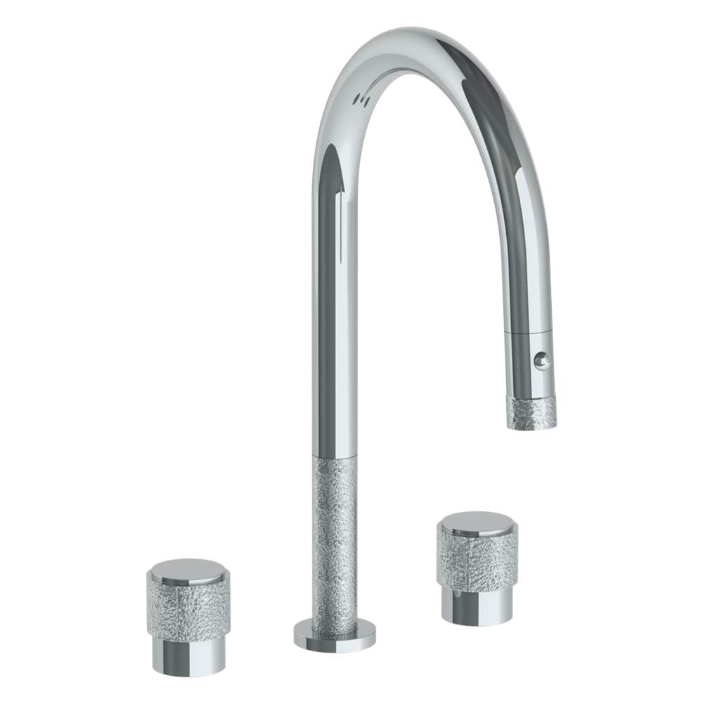 Watermark - Deck Mounted 3 Hole Gooseneck Kitchen Faucet with Pull Down Spray - Vintage Copper