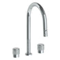 Watermark - Deck Mounted 3 Hole Gooseneck Kitchen Faucet with Pull Down Spray - Vintage Copper