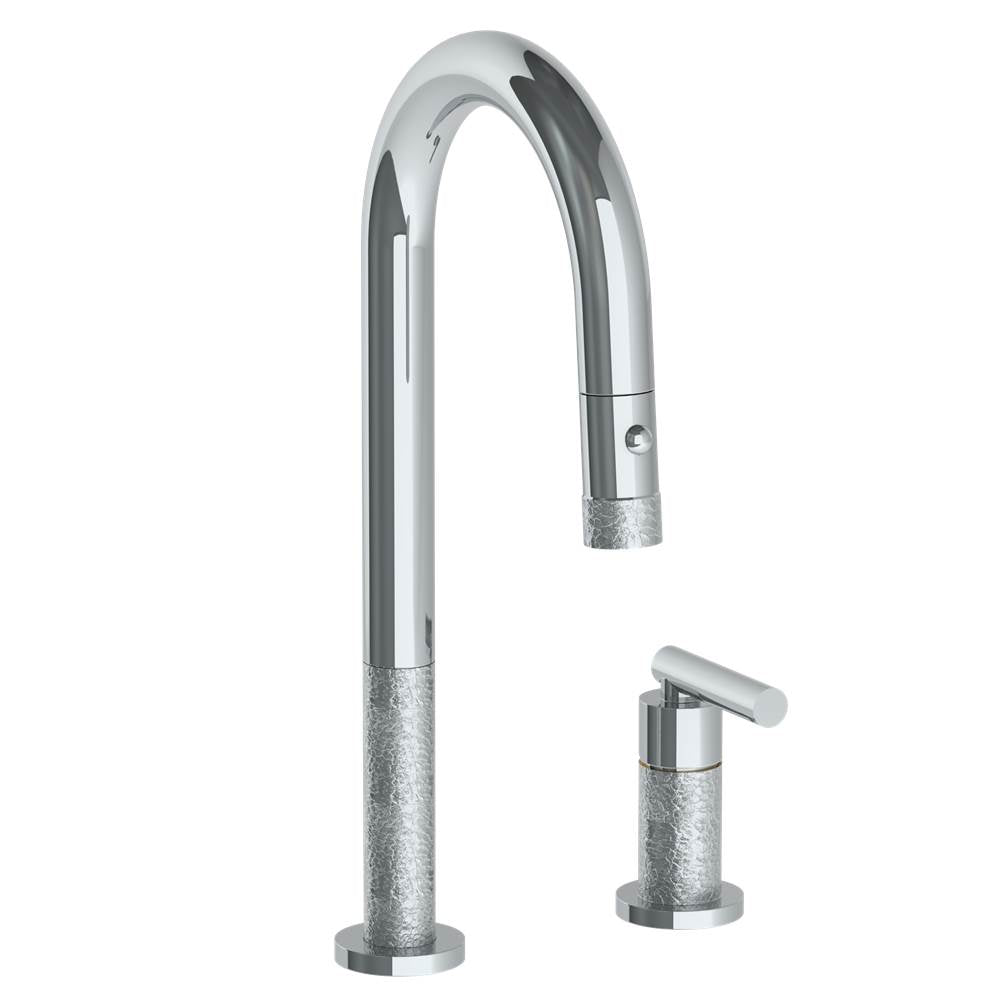 Watermark - Deck Mounted 2 Hole Gooseneck Prep Faucet with Pull Down Spray - Vintage Copper