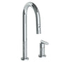 Watermark - Deck Mounted 2 Hole Gooseneck Prep Faucet with Pull Down Spray - Vintage Copper