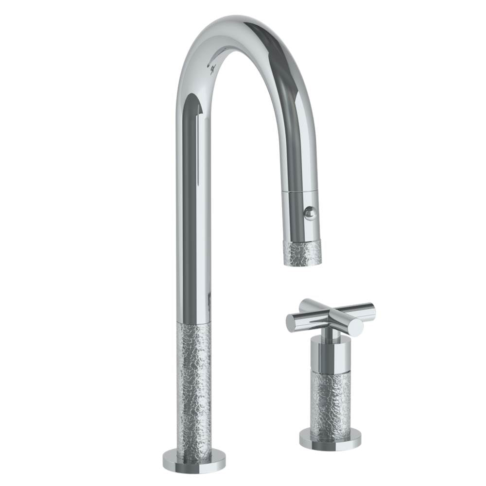 Watermark - Deck Mounted 2 Hole Gooseneck Prep Faucet with Pull Down Spray - Vintage Copper