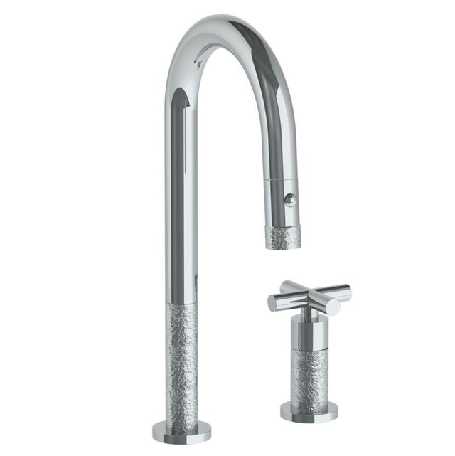 Watermark - Deck Mounted 2 Hole Gooseneck Prep Faucet with Pull Down Spray - Vintage Copper