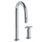 Watermark - Deck Mounted 2 Hole Gooseneck Prep Faucet with Pull Down Spray - Vintage Copper