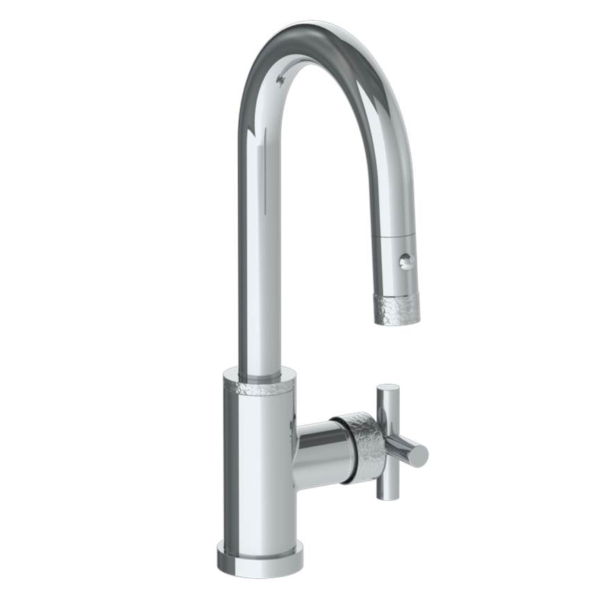 Watermark - Deck Mounted 1 Hole Gooseneck Prep Faucet with Pull Down Spray - Vintage Copper