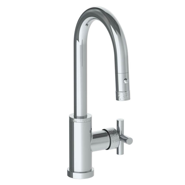 Watermark - Deck Mounted 1 Hole Gooseneck Prep Faucet with Pull Down Spray - Vintage Copper