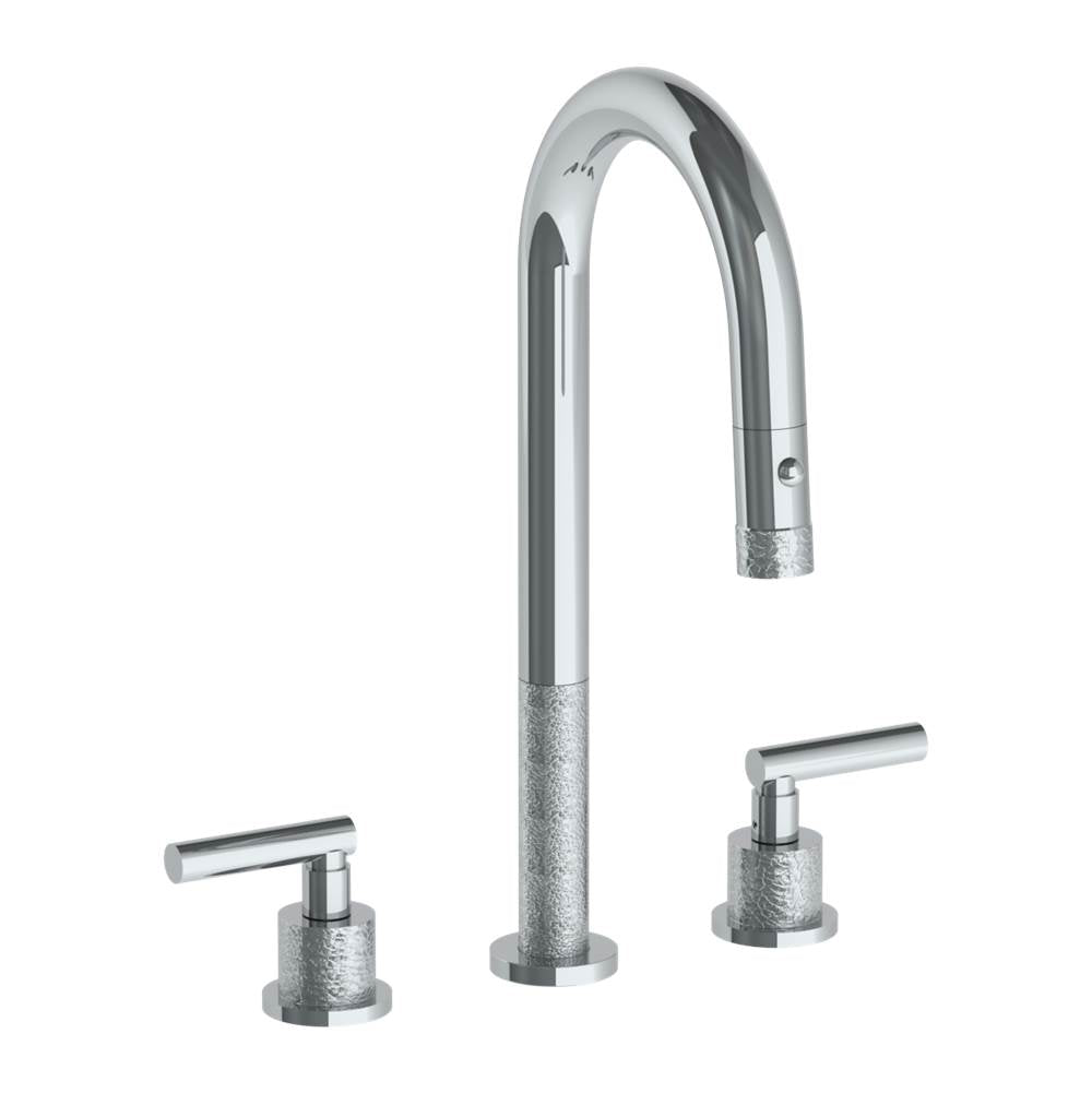 Watermark - Deck Mounted 3 Hole Gooseneck Prep Faucet with Pull Down Spray - Vintage Copper