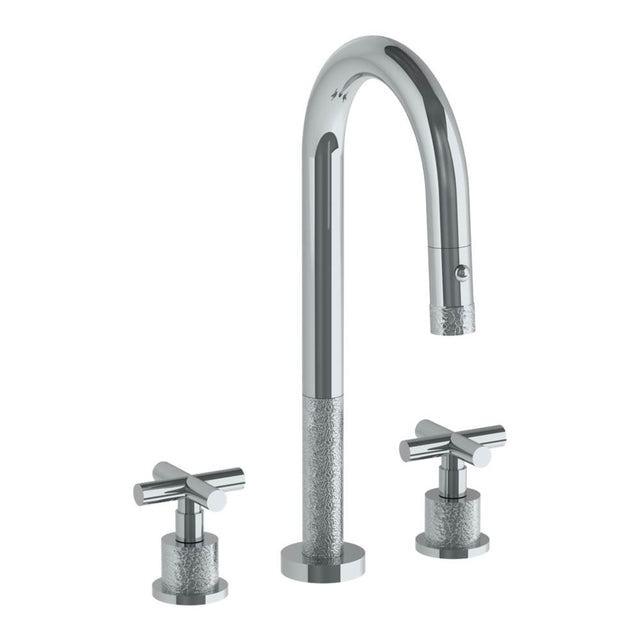 Watermark - Deck Mounted 3 Hole Gooseneck Prep Faucet with Pull Down Spray - Vintage Copper