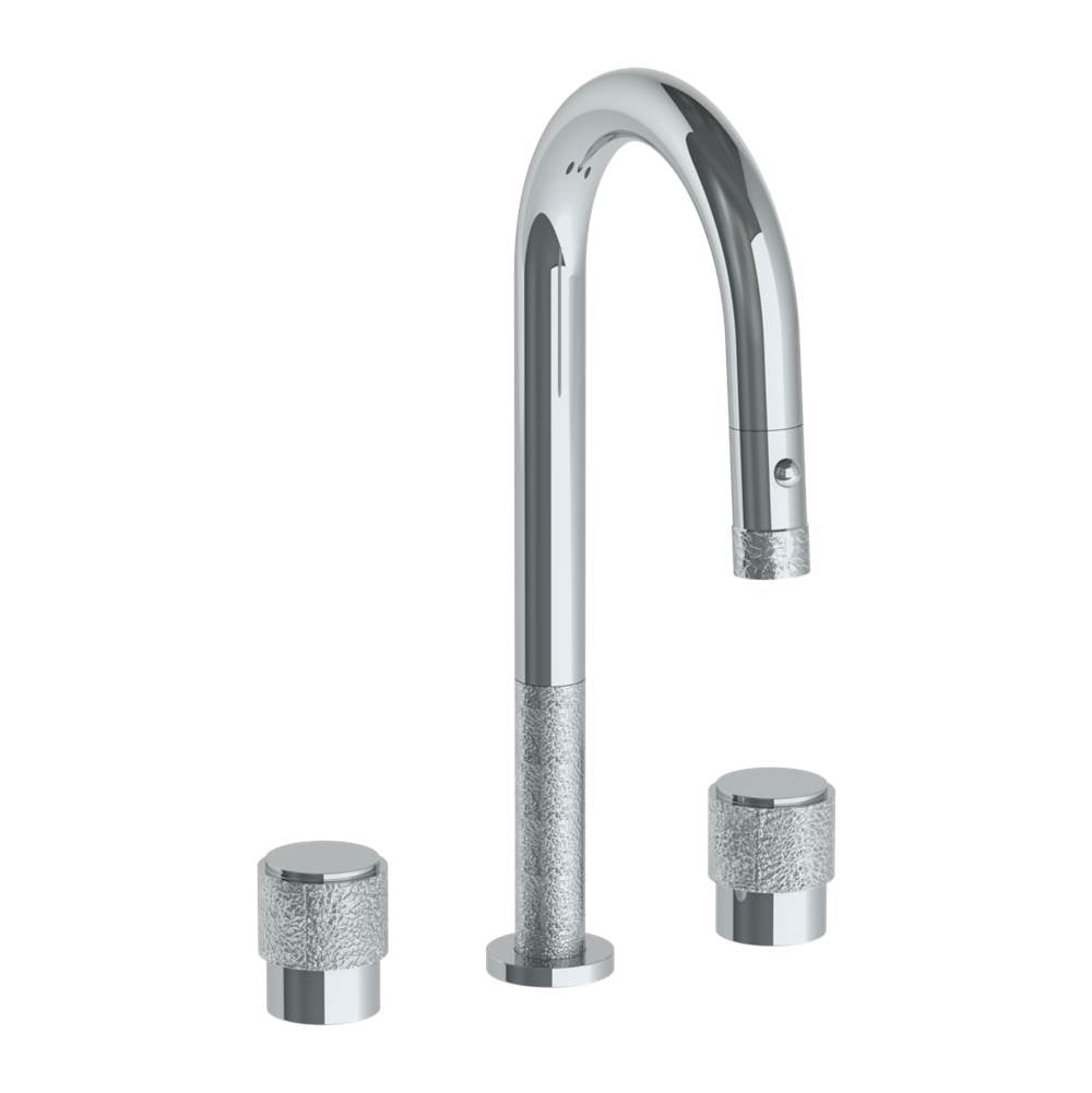 Watermark - Deck Mounted 3 Hole Gooseneck Prep Faucet with Pull Down Spray - Vintage Copper