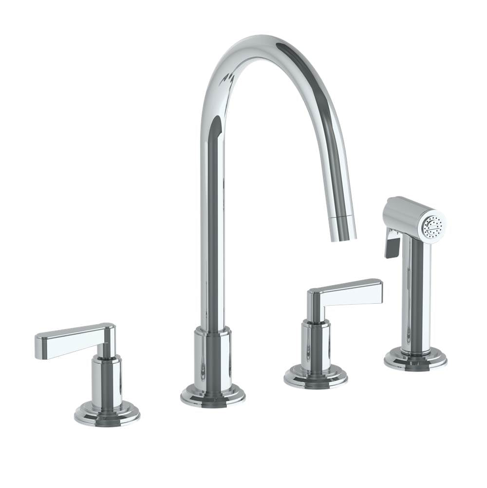 Watermark - Deck Mounted 4 Hole Gooseneck Kitchen Set -  Includes Side Spray - Vintage Copper