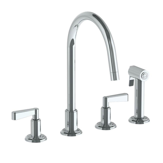 Watermark - Deck Mounted 4 Hole Gooseneck Kitchen Set -  Includes Side Spray - Vintage Copper