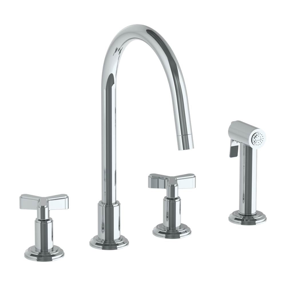 Watermark - Deck Mounted 4 Hole Gooseneck Kitchen Set -  Includes Side Spray - Vintage Copper