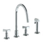 Watermark - Deck Mounted 4 Hole Gooseneck Kitchen Set -  Includes Side Spray - Vintage Copper