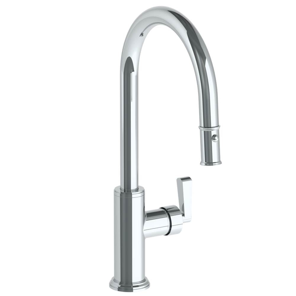 Watermark - Deck Mounted 1 Hole Gooseneck Kitchen Faucet with Pull Down Spray - High Spout - Vintage Copper