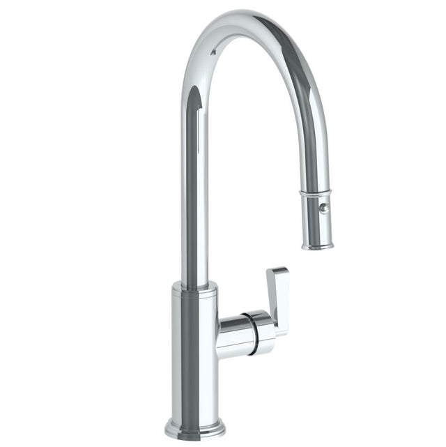 Watermark - Deck Mounted 1 Hole Gooseneck Kitchen Faucet with Pull Down Spray - High Spout - Vintage Copper