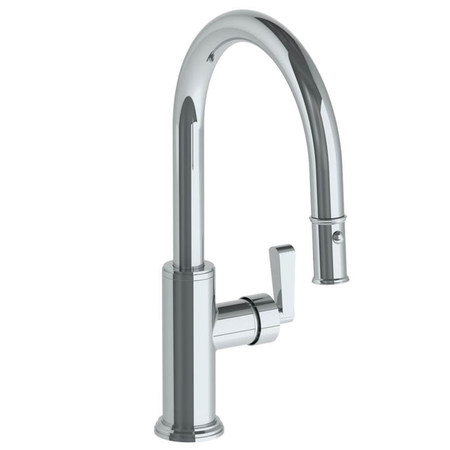 Watermark - Deck Mounted 1 Hole Gooseneck Kitchen Faucet with Pull Down Spray - Low Spout - Vintage Copper