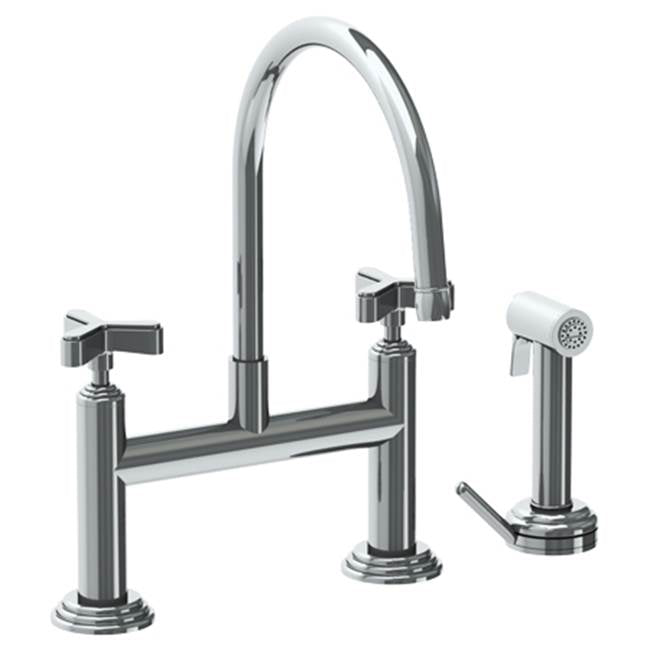 Watermark - Deck Mounted Bridge Kitchen Faucet with Independent Side Spray - Vintage Copper