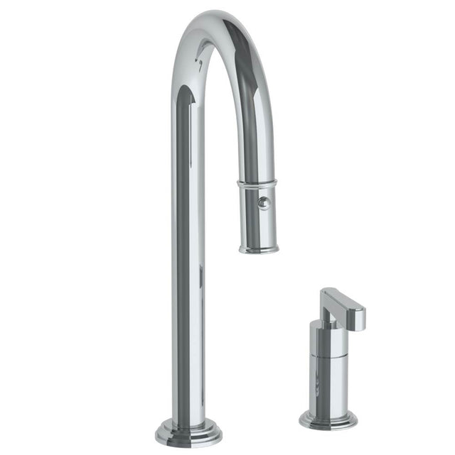 Watermark - Deck Mounted 2 Hole Gooseneck Prep Faucet with Pull Down Spray - Vintage Copper