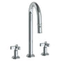 Watermark - Deck Mounted 3 Hole Gooseneck Prep Faucet with Pull Down Spray - Vintage Copper
