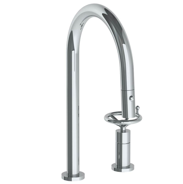 Watermark - Deck Mounted 2 Hole Gooseneck Kitchen Faucet with Pull Down Spray - Vintage Copper
