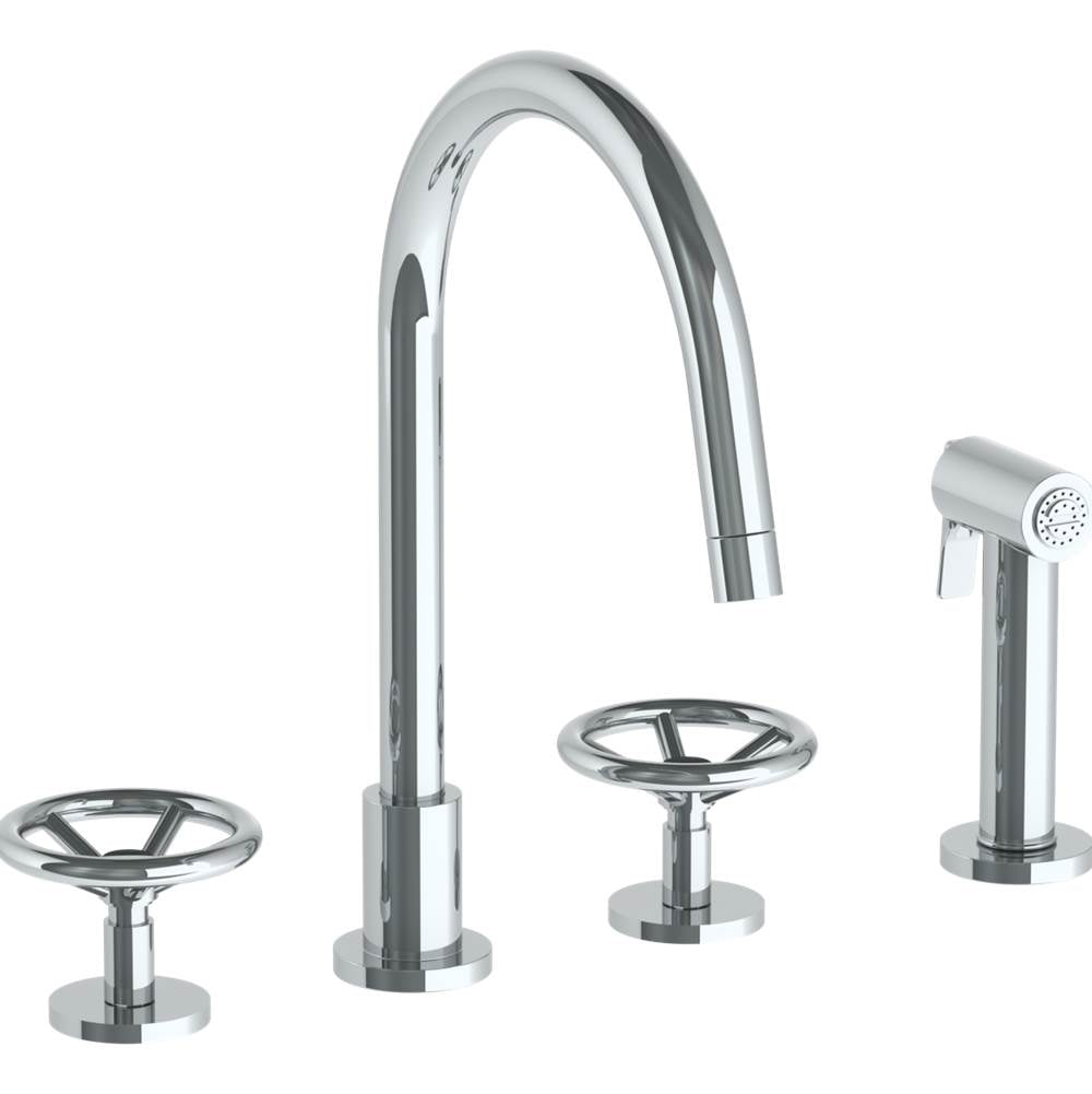 Watermark - Deck Mounted 4 Hole Gooseneck Kitchen Set -  Includes Side Spray - Vintage Copper