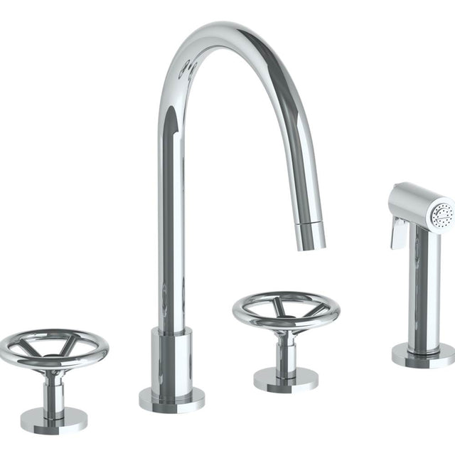 Watermark - Deck Mounted 4 Hole Gooseneck Kitchen Set -  Includes Side Spray - Vintage Copper