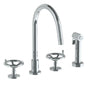 Watermark - Deck Mounted 4 Hole Gooseneck Kitchen Set -  Includes Side Spray - Vintage Copper
