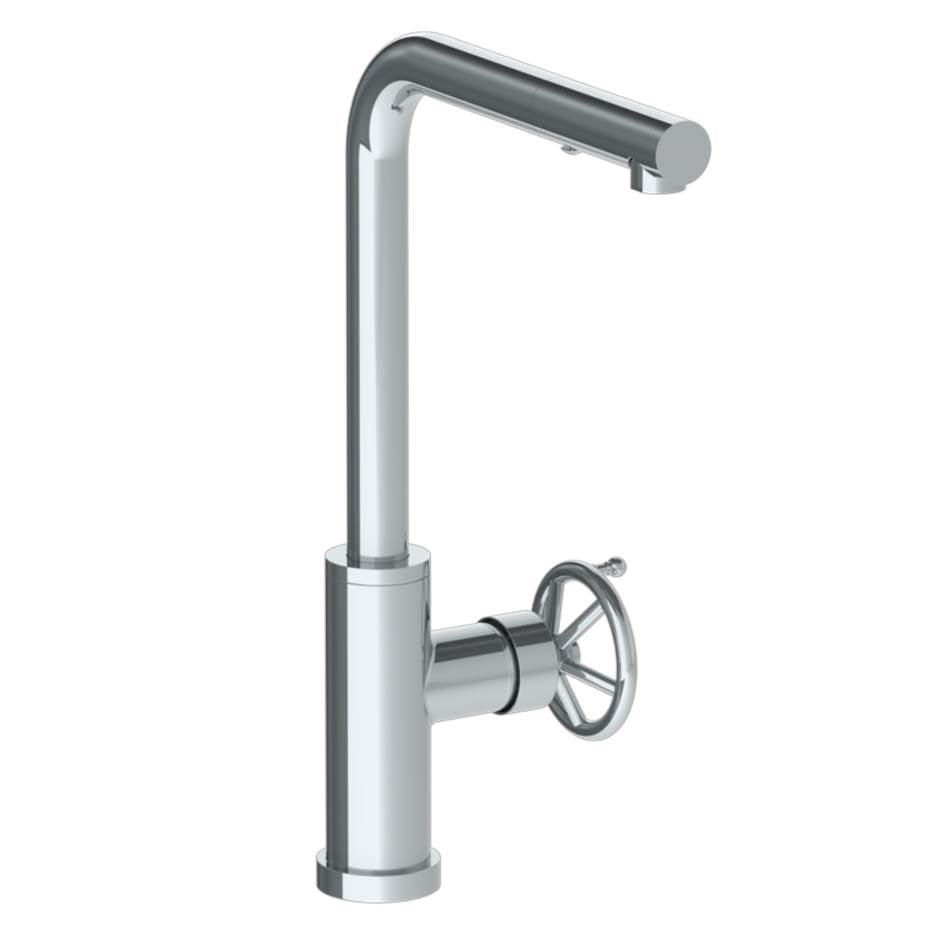 Watermark - Deck Mounted 1 Hole Square Top Kitchen Faucet with Pull Out Spray - High Spout - Vintage Copper