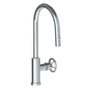 Watermark - Deck Mounted 1 Hole Gooseneck Kitchen Faucet with Pull Down Spray - High Spout - Vintage Copper