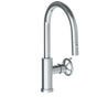 Watermark - Deck Mounted 1 Hole Gooseneck Kitchen Faucet with Pull Down Spray - Low Spout - Vintage Copper