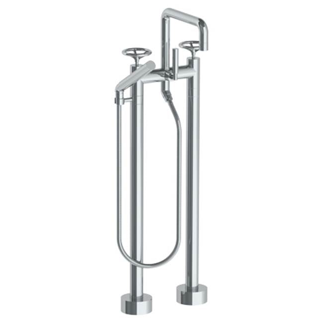 Watermark - Floor Standing Square Bath Set with Slim Hand Shower - Vintage Copper