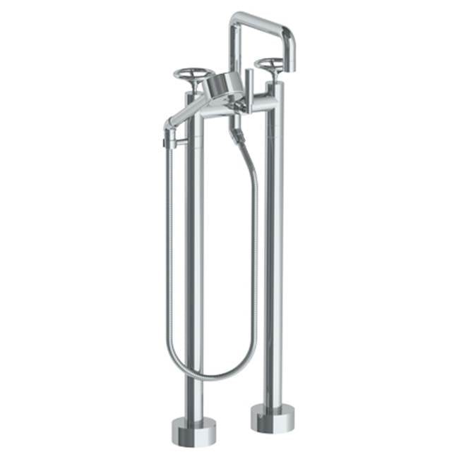 Watermark - Floor Standing Square Bath Set with Volume Hand Shower - Vintage Copper