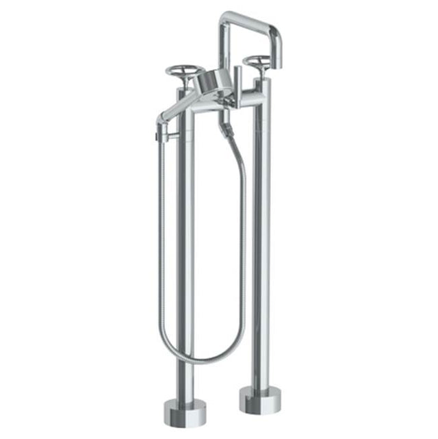Watermark - Floor Standing Square Bath Set with Volume Hand Shower - Vintage Copper
