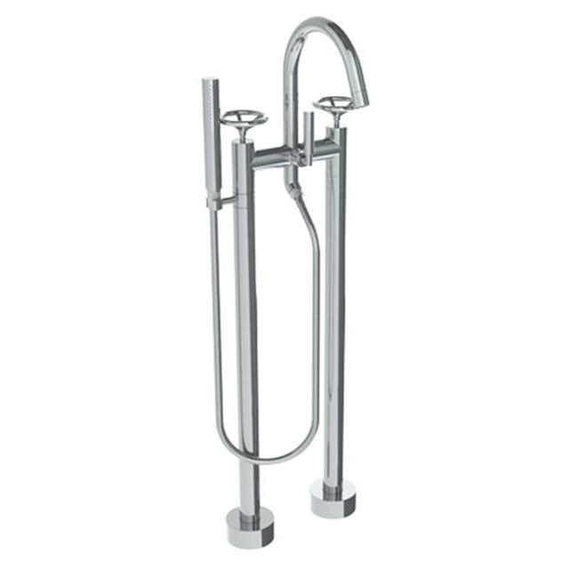 Watermark - Floor Standing Gooseneck Bath Set with Slim Hand Shower - Vintage Copper