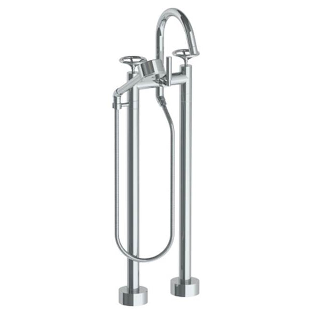 Watermark - Floor Standing Gooseneck Bath Set with Volume Hand Shower - Vintage Copper