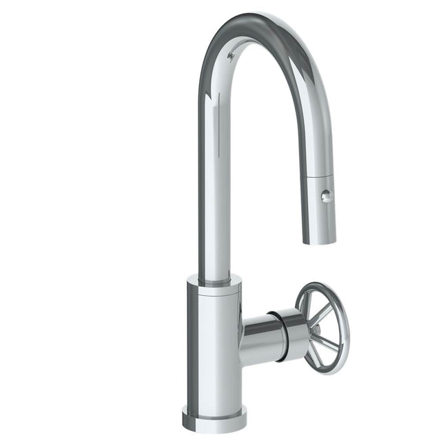 Watermark - Deck Mounted 1 Hole Gooseneck Prep Faucet with Pull Down Spray - Vintage Copper