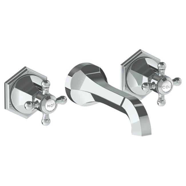 Watermark - Wall Mounted 3 Hole Lavatory Set with 6 3/4'' CTC Spout - Vintage Copper