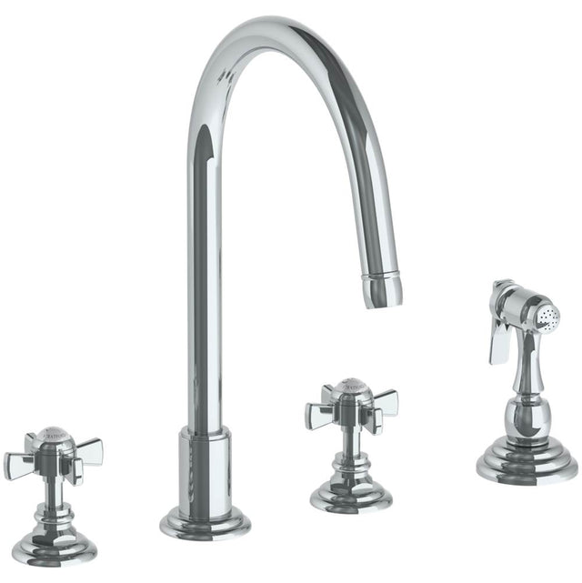 Watermark - Deck Mounted 4 Hole Gooseneck Kitchen Set -  Includes Side Spray - Vintage Copper