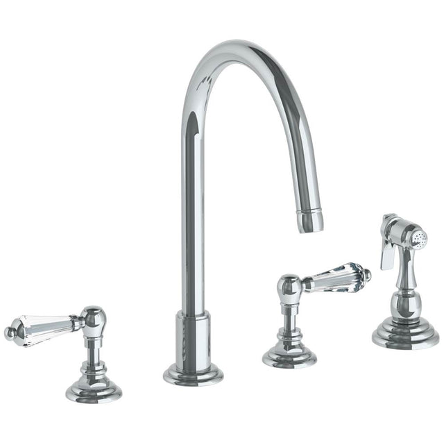 Watermark - Deck Mounted 4 Hole Gooseneck Kitchen Set -  Includes Side Spray - Vintage Copper