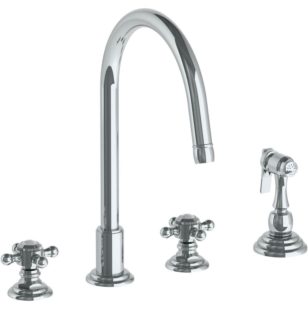 Watermark - Deck Mounted 4 Hole Gooseneck Kitchen Set -  Includes Side Spray - Vintage Copper